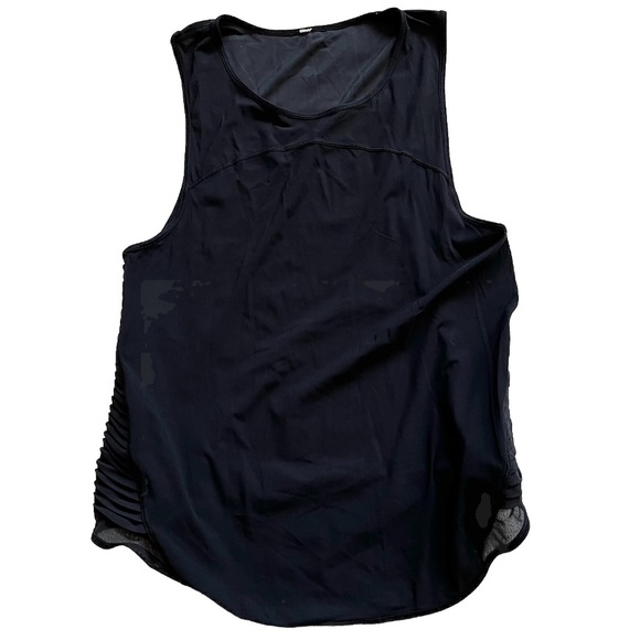 LULULEMON BLACK TANK WITH RUCHED SIDE DETAILING ACTIVE WORKOUT TRAIN TRENDY - Picture 4 of 4